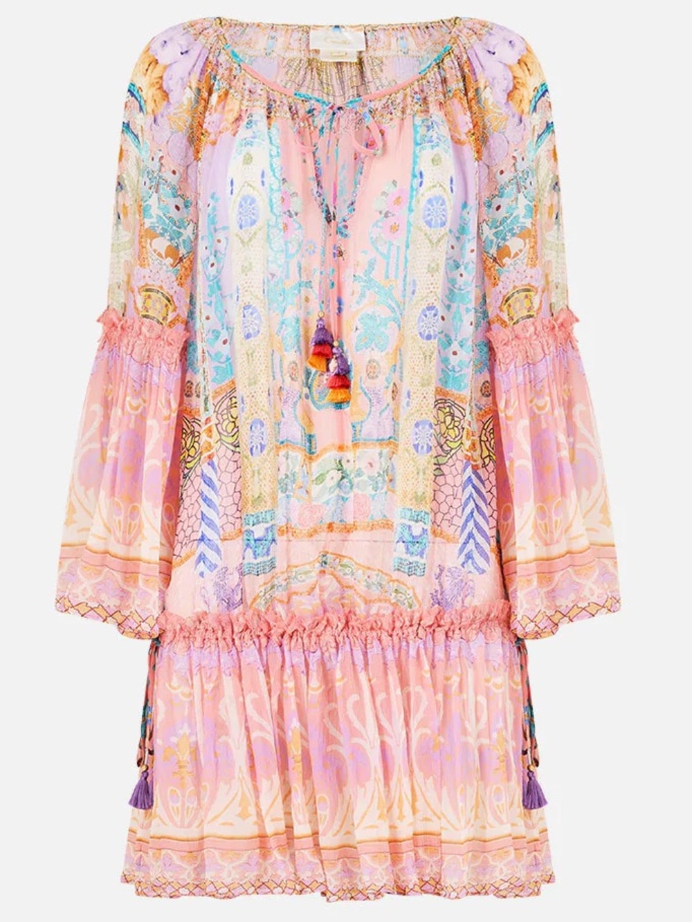 Camilla Short Dropped Waist Dress With Bell Sleeve Howdy Gaudi